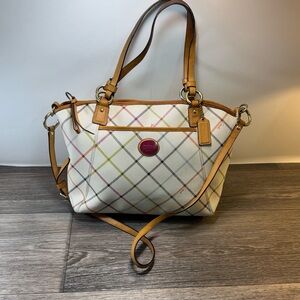 Coach Peyton Plaid Tattersall Shoulder Bag